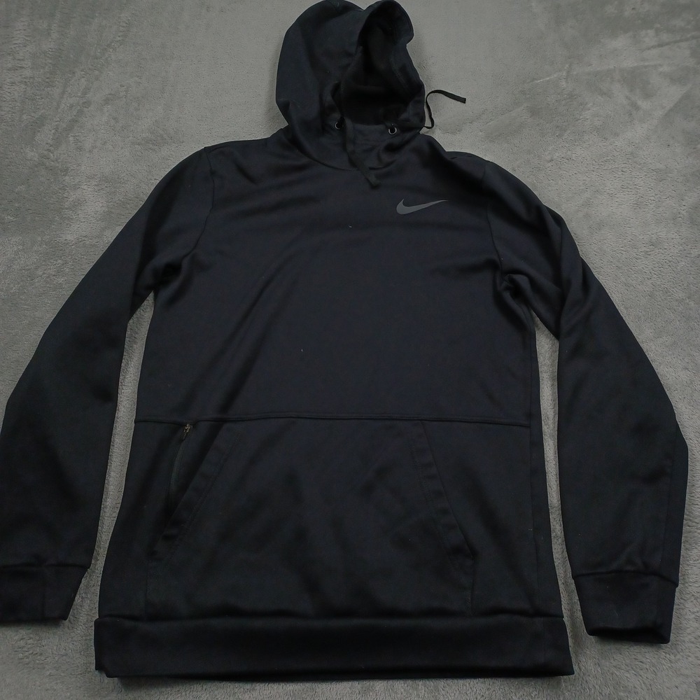 Nike Sweater Mens Small Black Modern Pullover Hoodie Casual Pockets